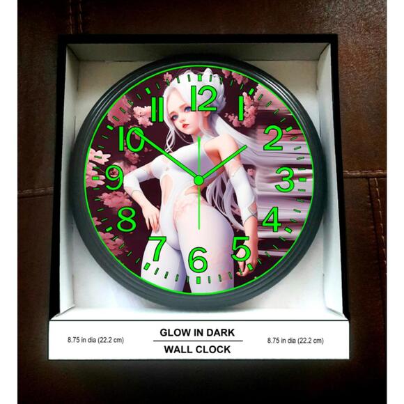 Anime Music Studio Lounge Game Room White Rabbit Glow In The Dark Wall Clock New